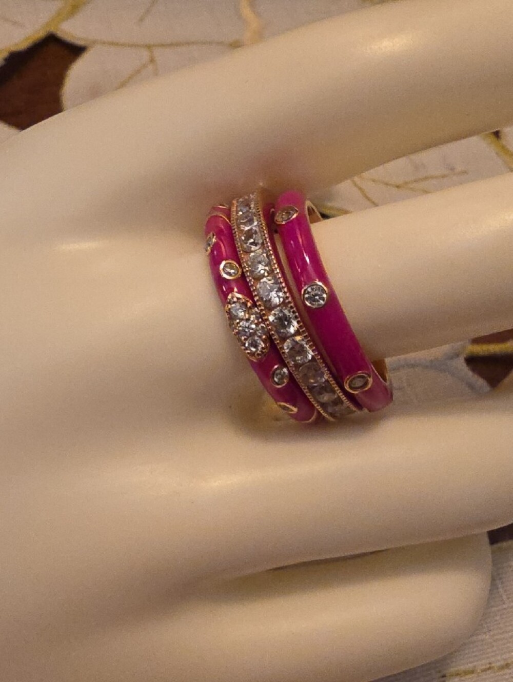 Diamonique Ring Set Sterling Silver Size 10 - Picture 11 of 12